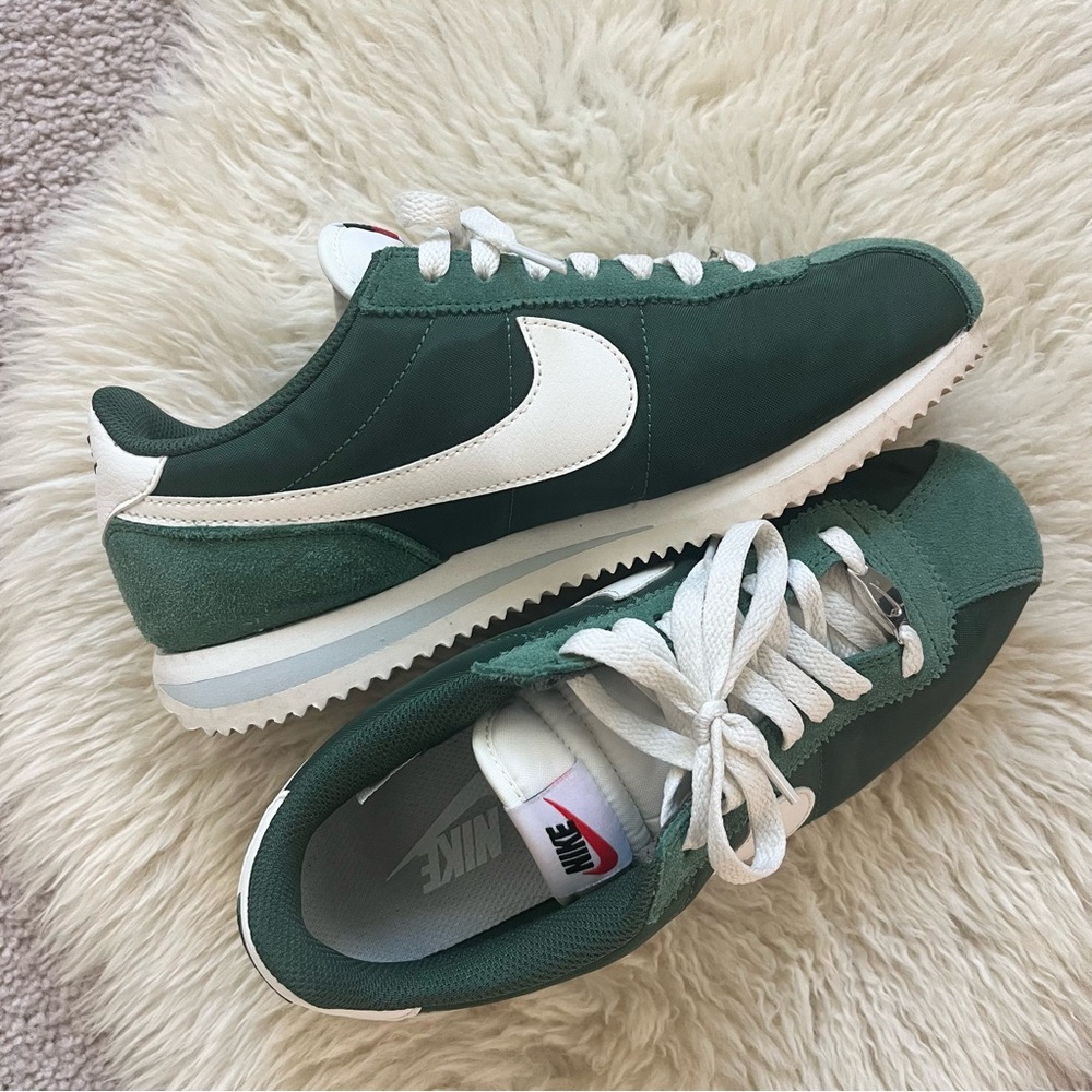 Nike Cortez Textile Green and White Sneakers